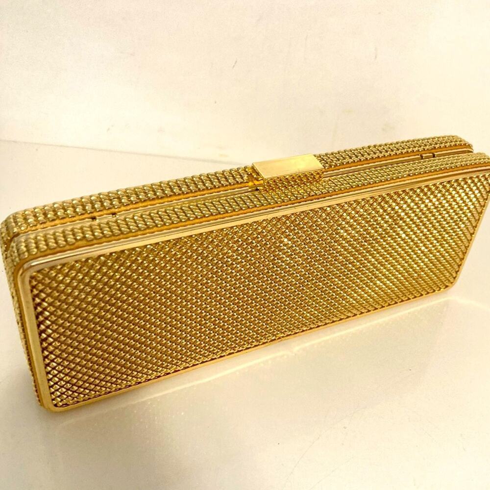 Whiting & Davis Gold Rectangular Box Clutch - image 5
